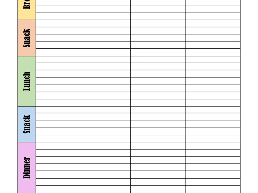 Food Diary Template Free Printable Track Food And Water Intake