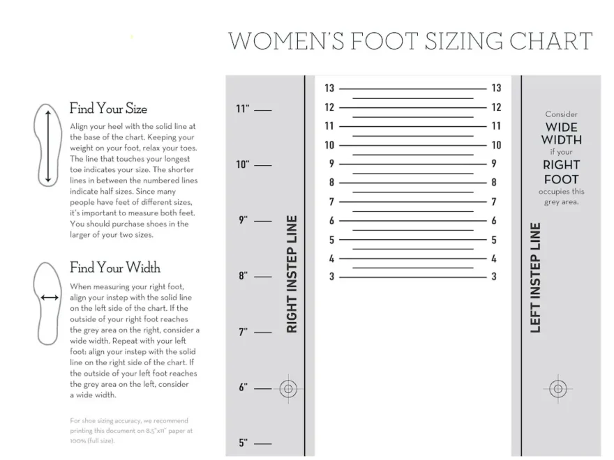 Foot Size Chart Women Men Kids Shoe Sizes digital Download Etsy