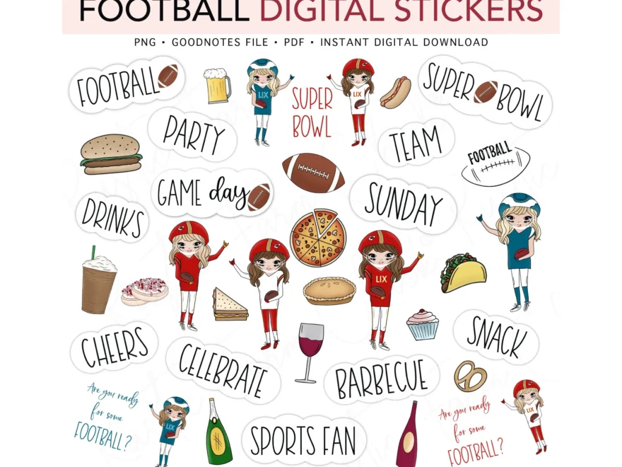 FOOTBALL Game Day Stickers Super Bowl Planner Pre cropped Digital Planner Stickers Goodnotes Stickers Bonus Stickers Etsy