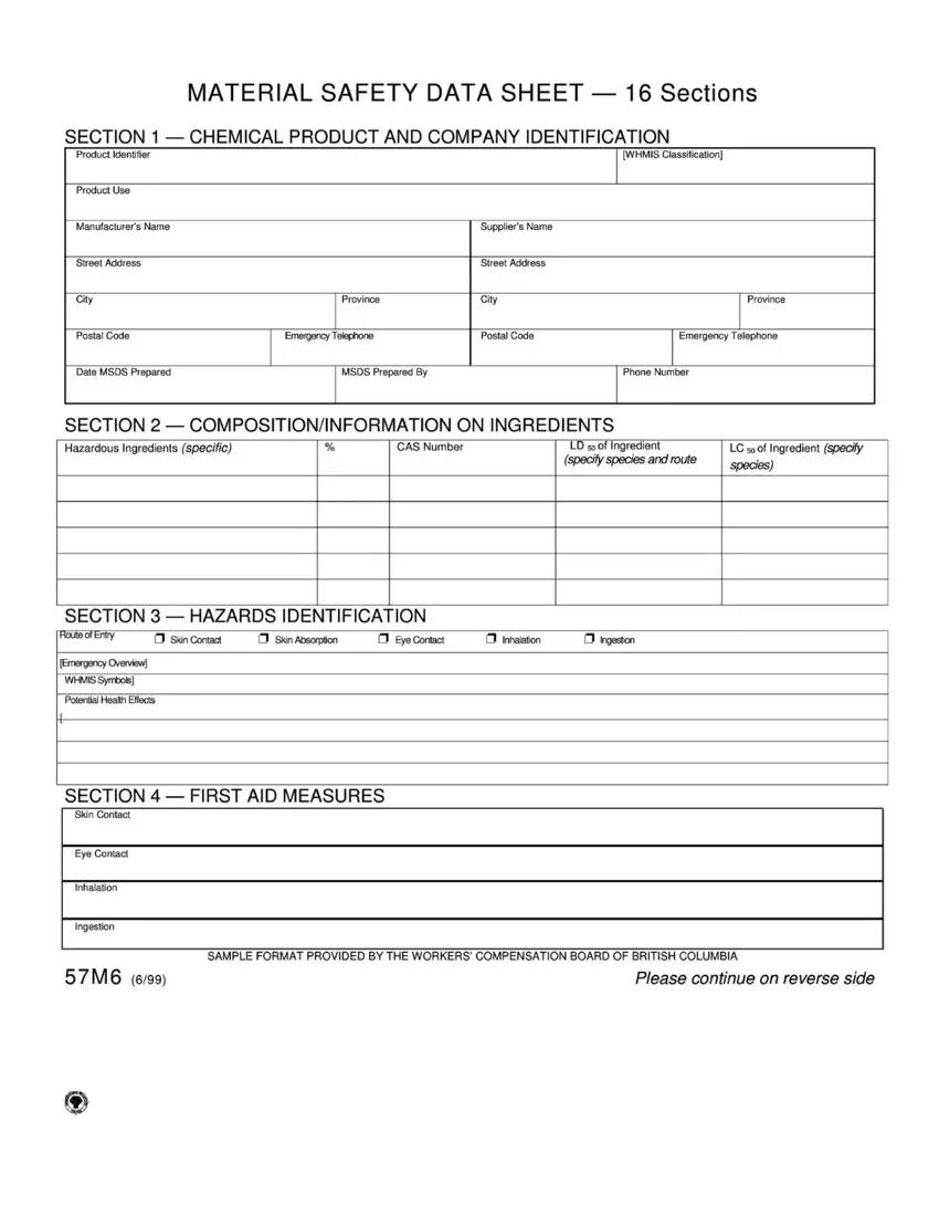 Form Material Safety Sheet Fill Out Printable PDF Forms Online