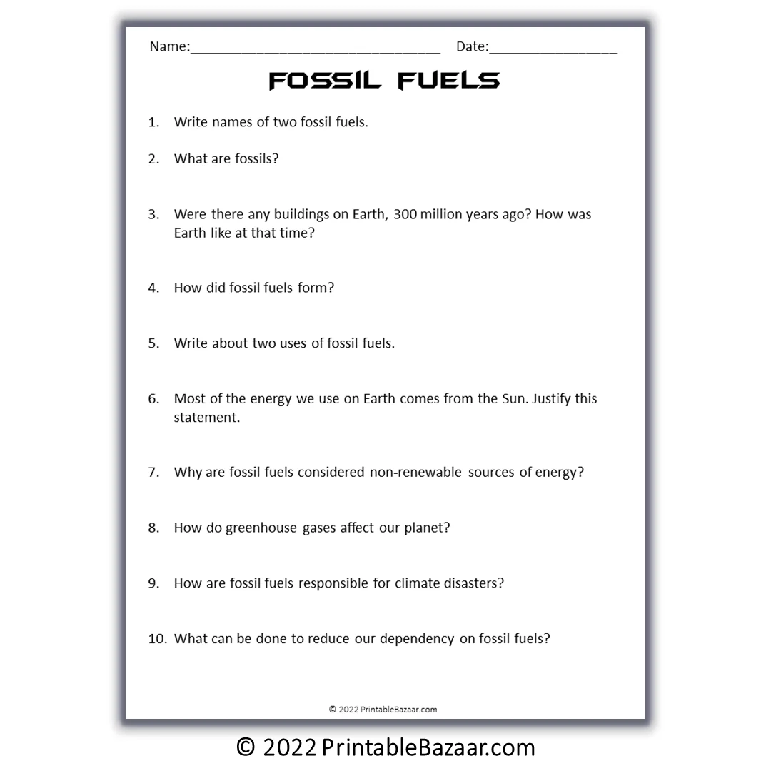 Fossil Fuels Reading Comprehension Passage And Questions Printable P PrintableBazaar Fossil Fuels Reading Comprehension Passage And Questions Printable P PrintableBazaar
