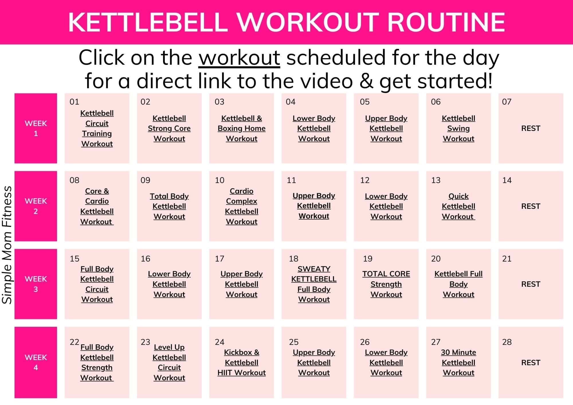 Free Printable Kettlebell Workout Chart