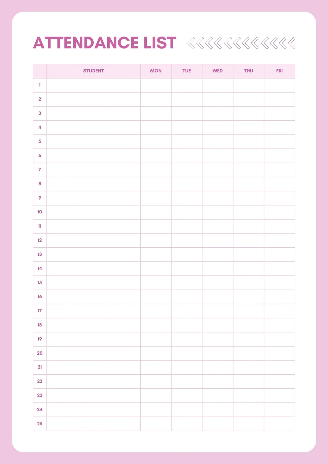 Free Printable Student Attendance Sheet