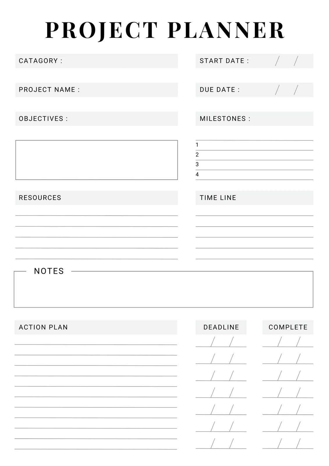 Next Action Free Printable Project Planner Next Action Free Printable Project Planner