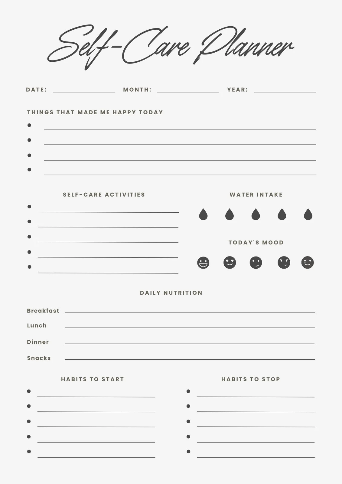 Free Wellness Self Care Planner Printables Free Wellness Self Care Planner Printables
