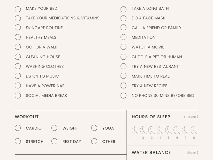 Free And Customizable Self Care Templates
