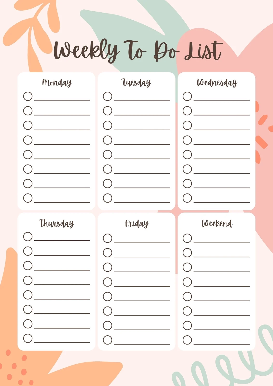 Free Weekly To Do List Printable