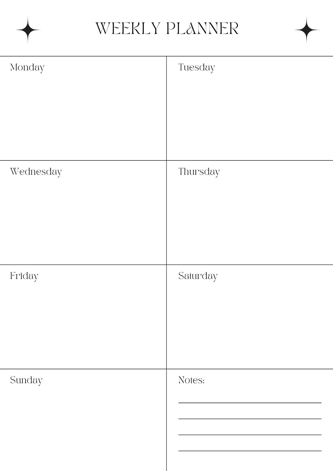Weekly Planner Weekly Schedule Printable