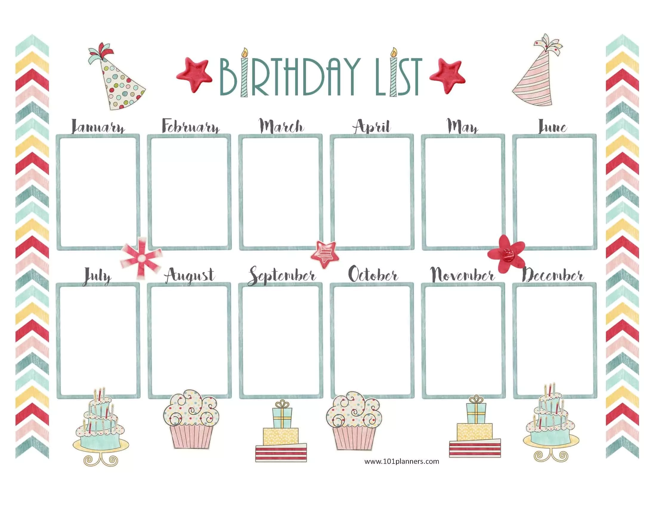 Student Birthday Chart Printable