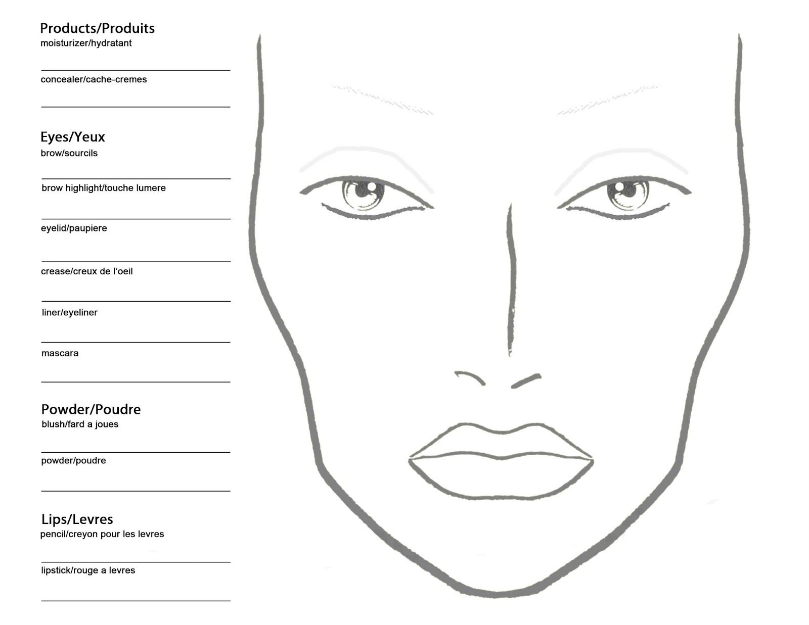 Free Blank MAC Makeup Chart
