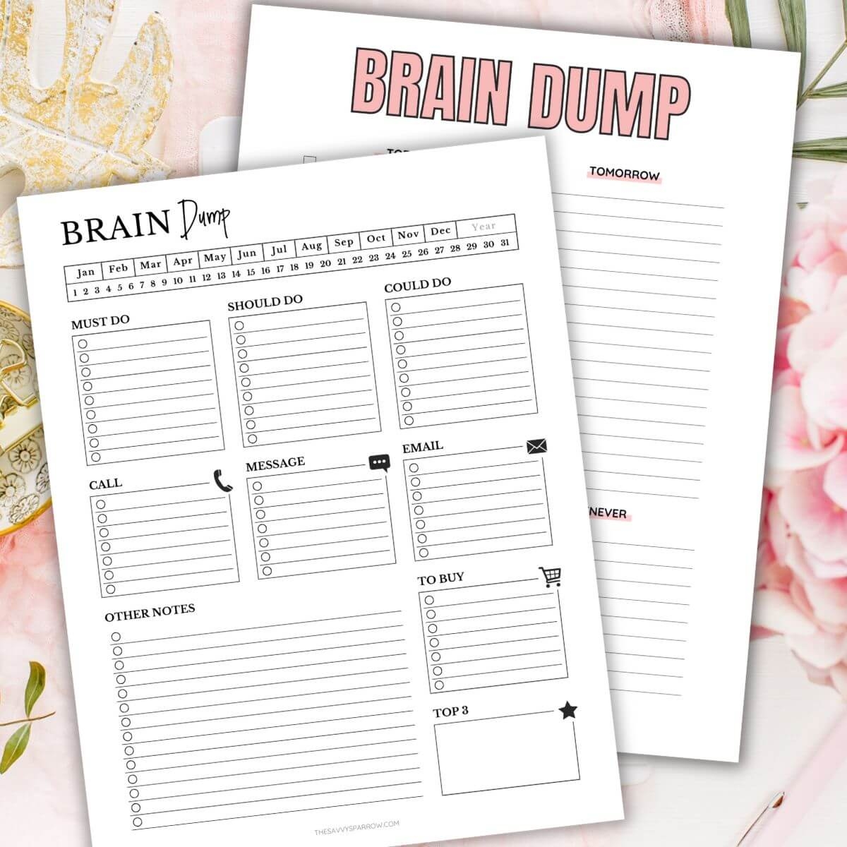 Printable Planner Pages For Brain Dumps
