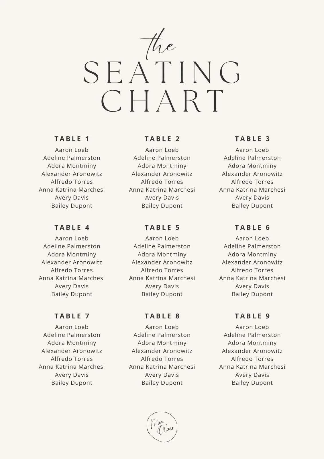 Free Custom Printable Wedding Seating Chart Templates Canva