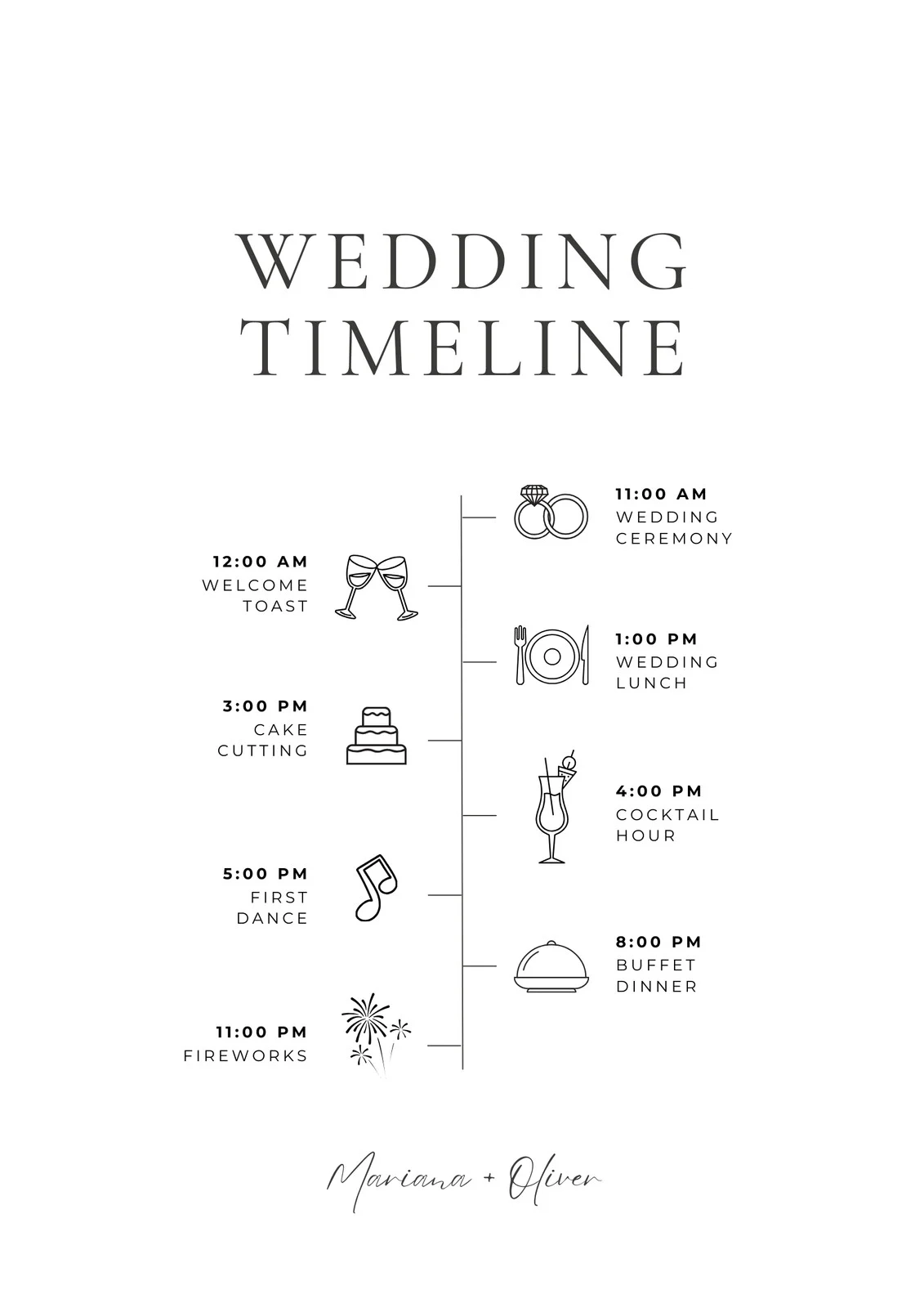 Free Custom Printable Wedding Timeline Planner Templates Canva