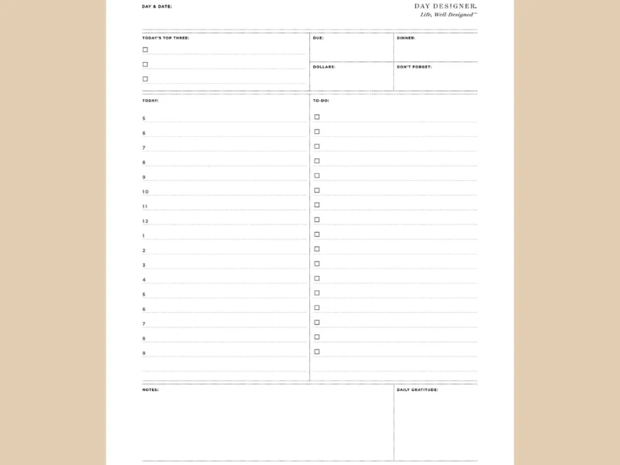 Free Daily Planner Page Printable Day Designer