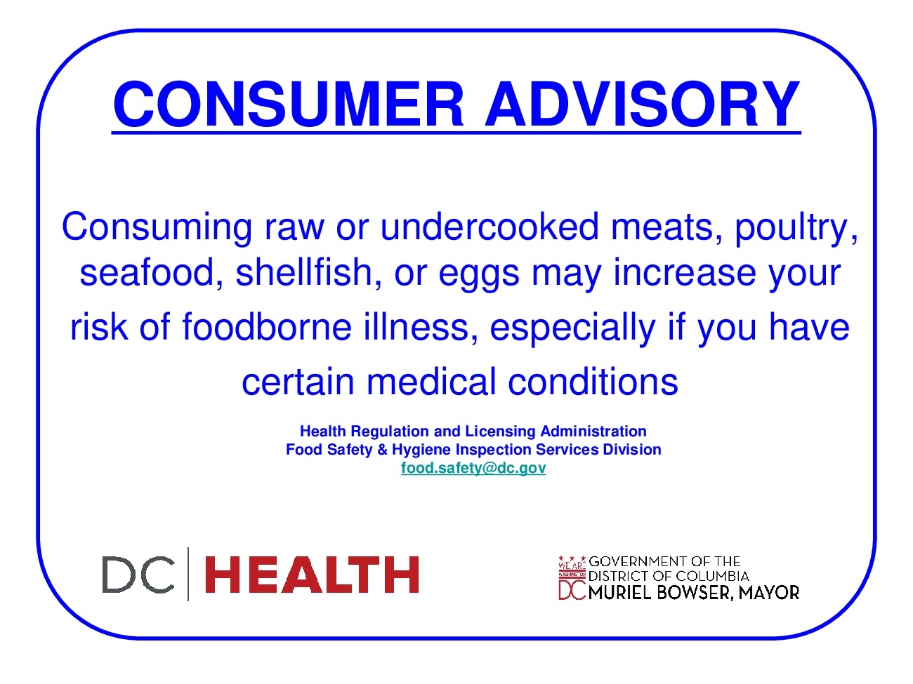 Raw Or Undercooked Food Sign Printable Raw Or Undercooked Food Sign Printable