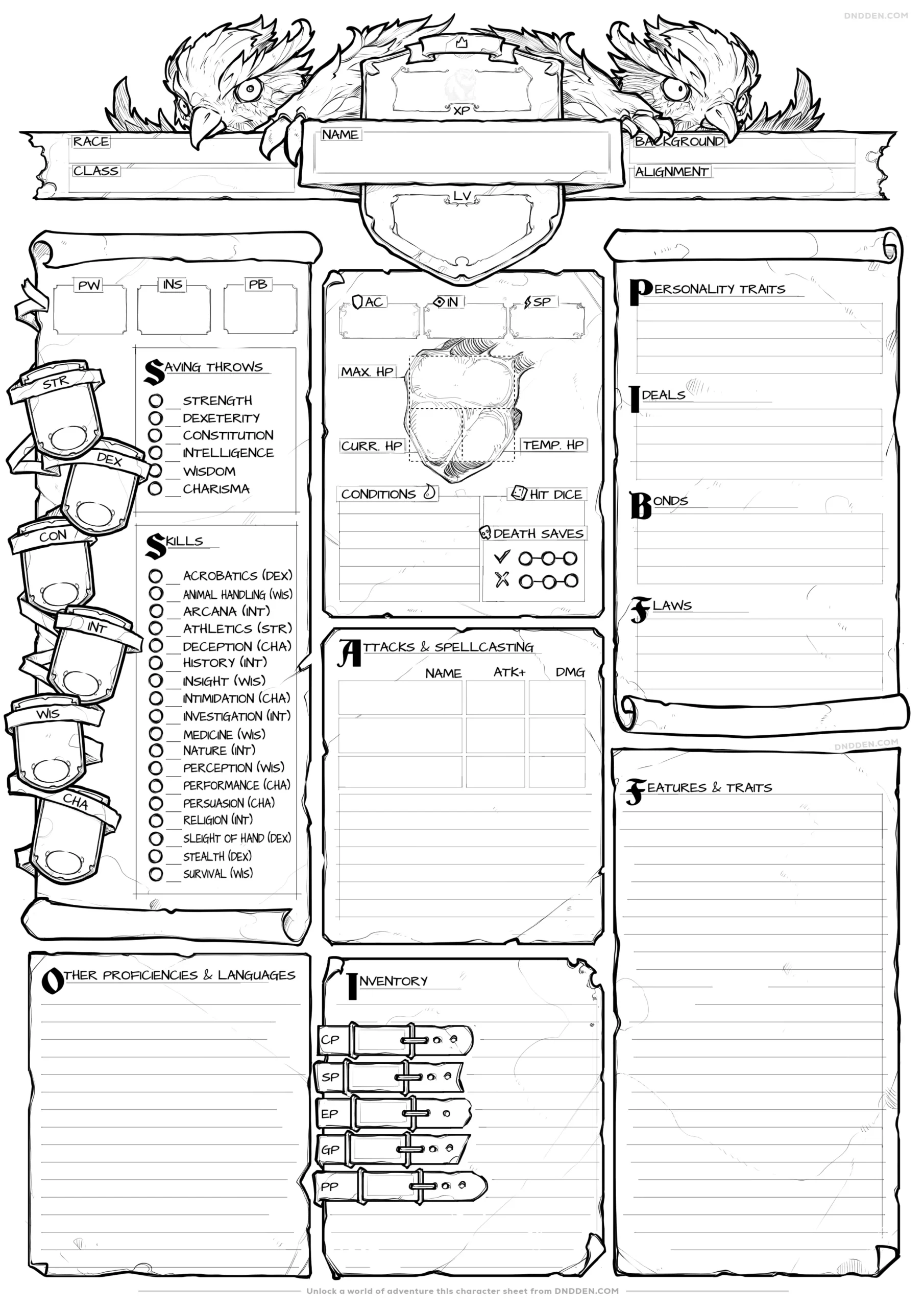 Free DND Character Sheet Free DND Character Sheet