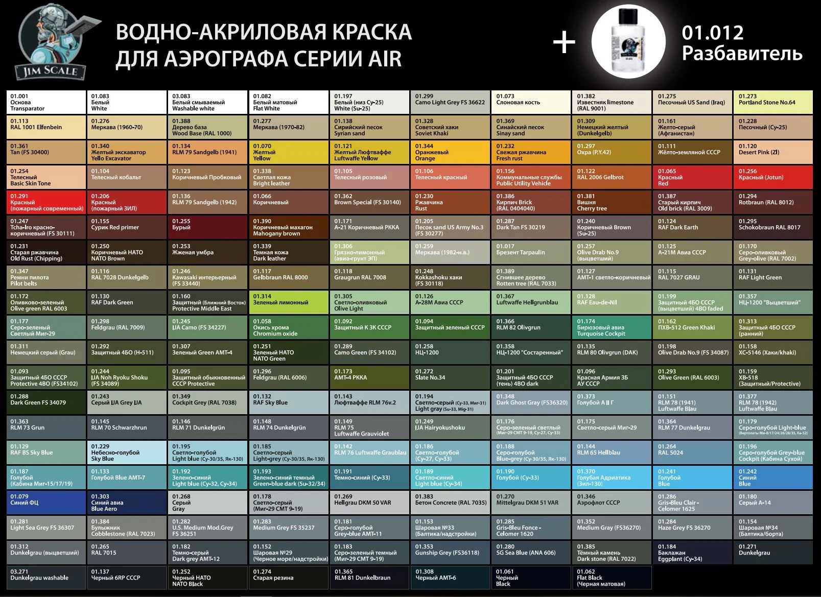 Printable Tamiya Acrylic Paint Color Chart