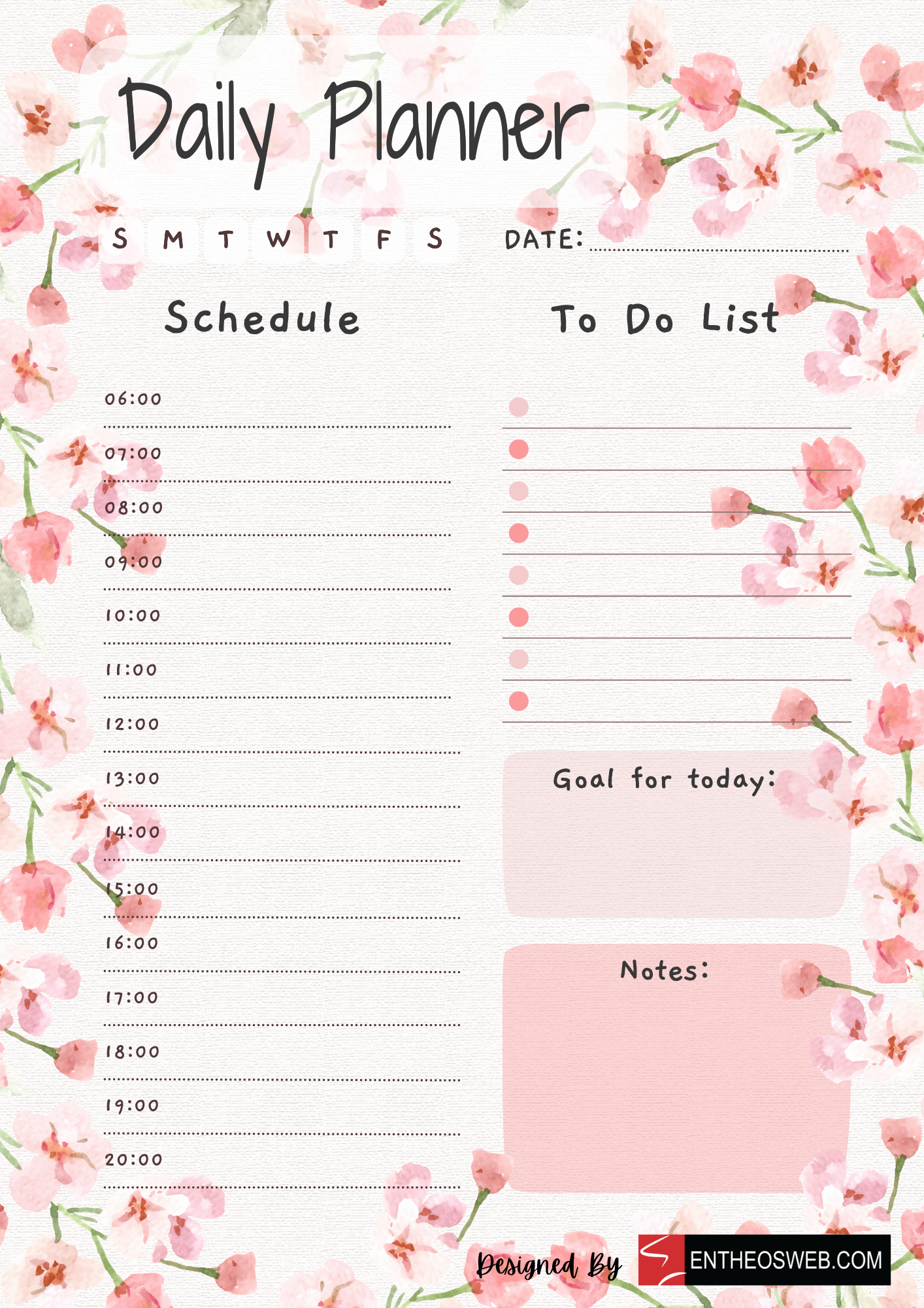 Floral Planner Printable Day
