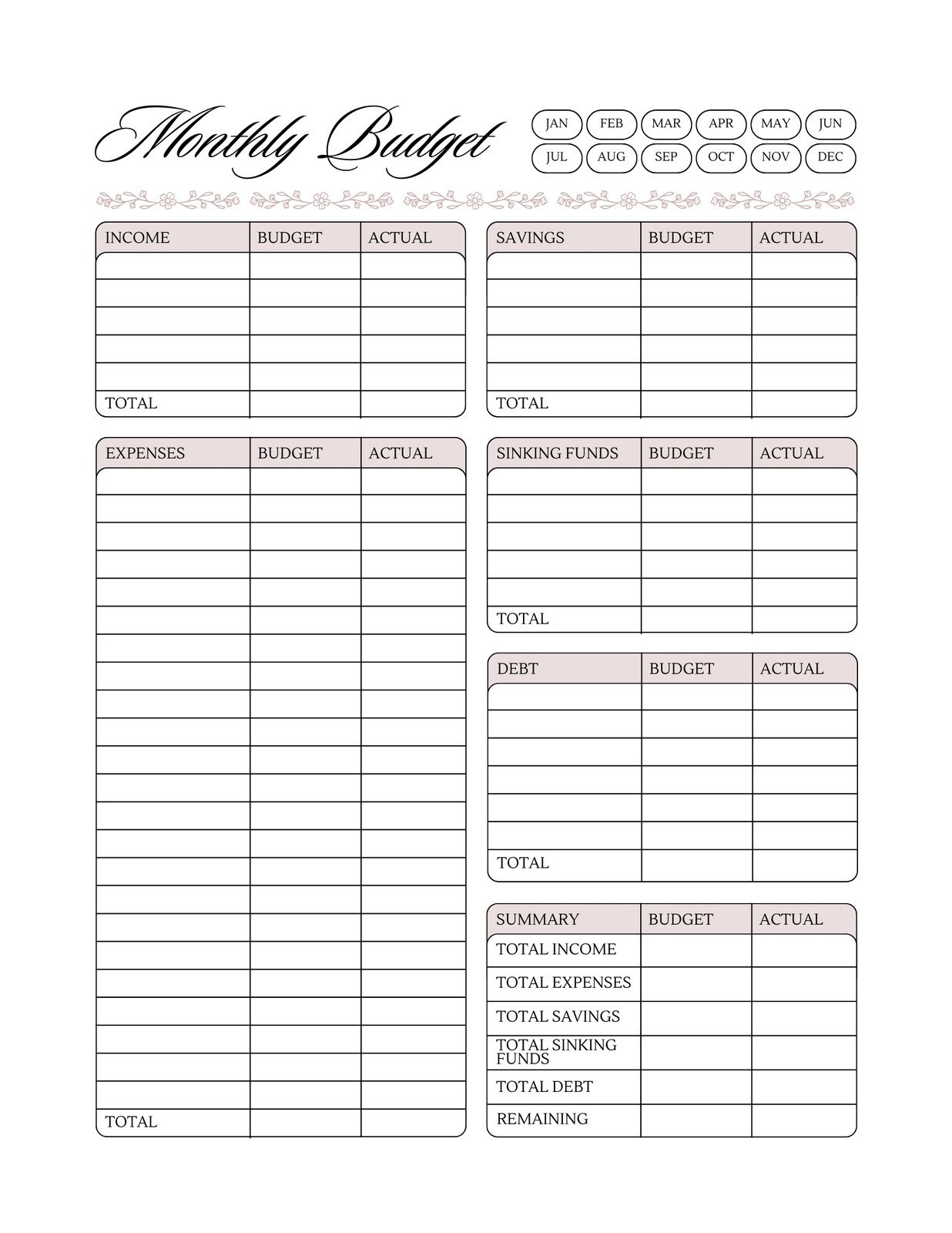 Free Printable Budget Planners Free Printable Budget Planners
