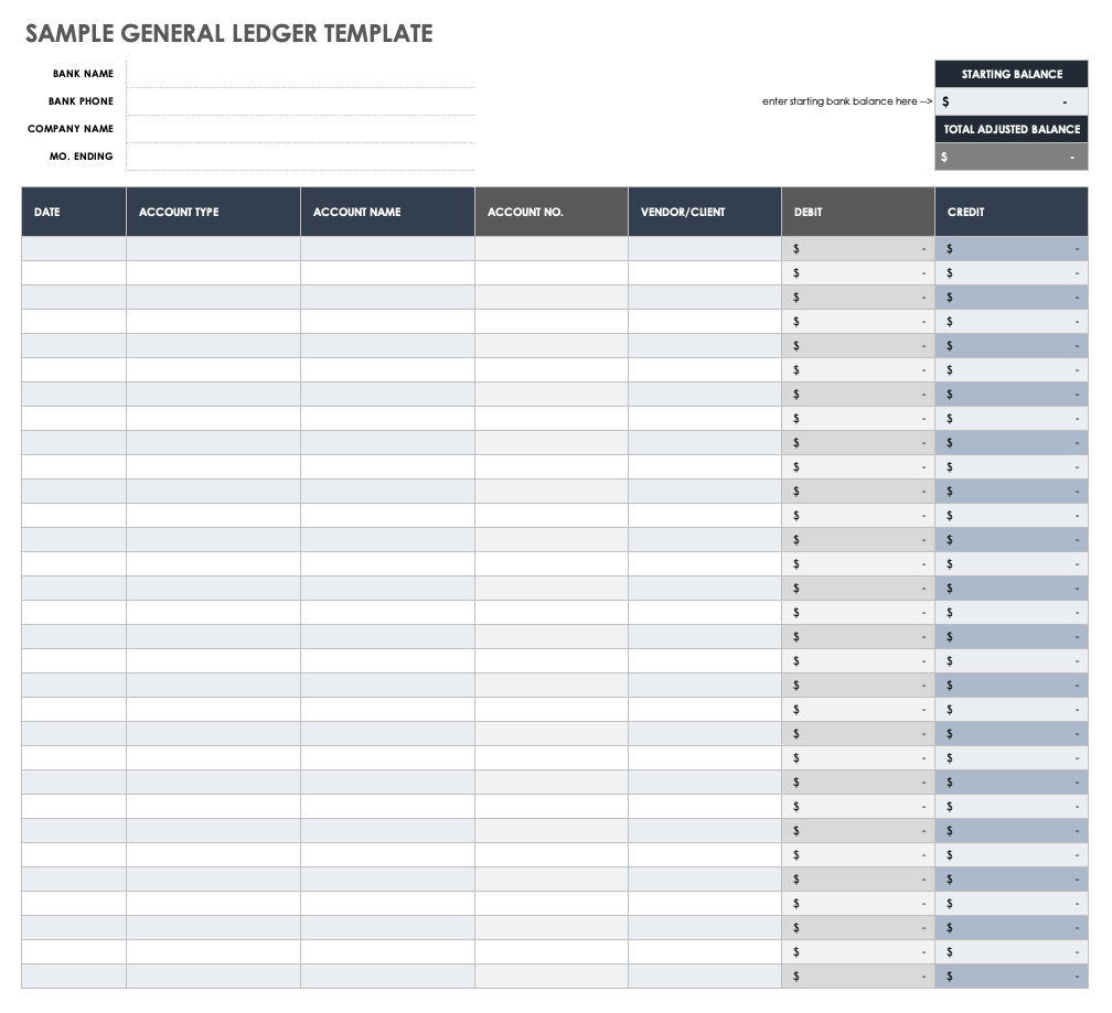 Free General Ledger Templates Smartsheet Free General Ledger Templates Smartsheet
