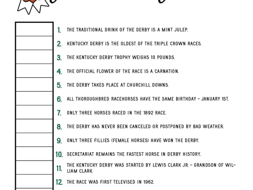 Free Kentucky Derby Printable Games Kim Schob