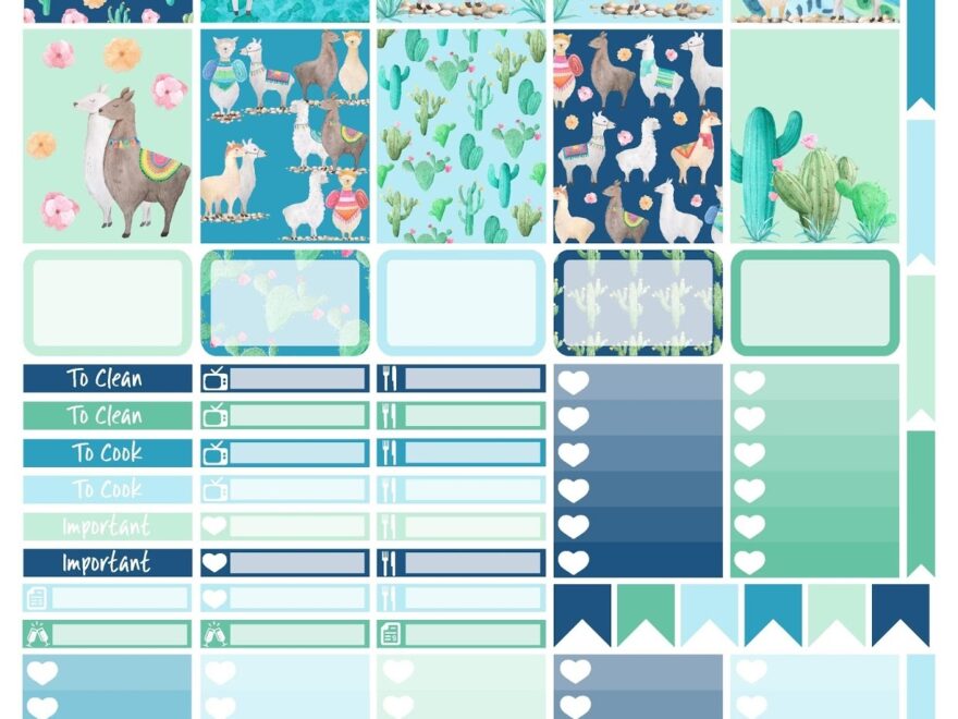 Free Llama Cactus Printable Planner Spread For EC Recollections Planner Bonus Deco Sheet Planner Onelove