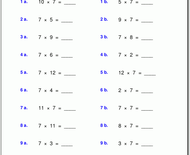Free Math Worksheets