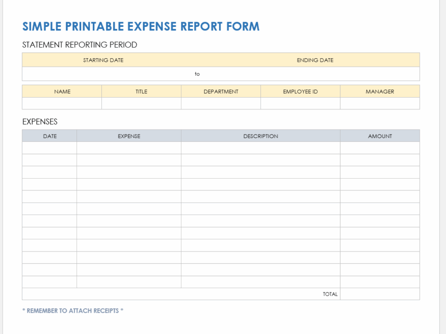 Free PDF Expense Report Templates And Forms Smartsheet