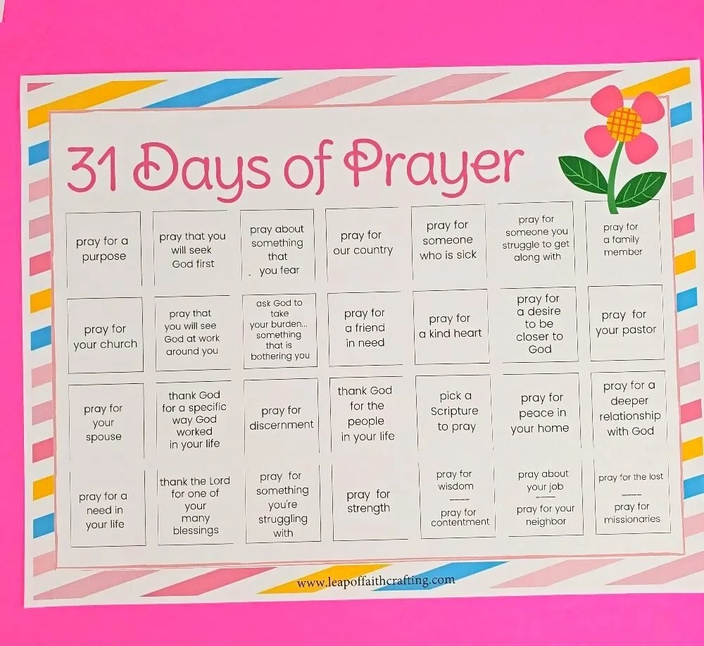 Free Printable Prayer Chart Free Printable Prayer Chart