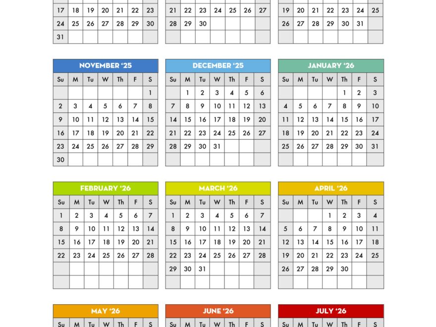 Free Printable 2025 2026 School Calendar One Page Academic Calendar Lovely Planner