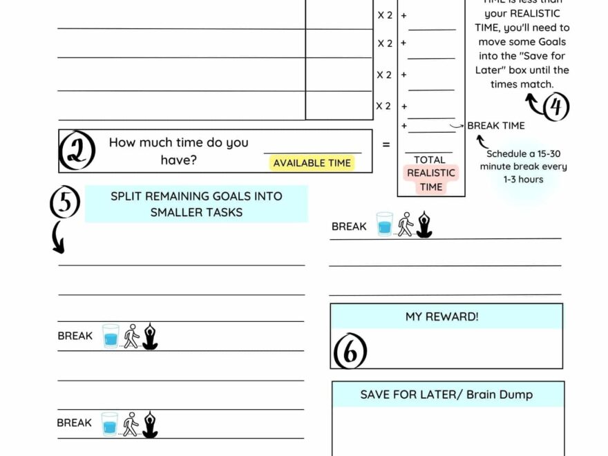 Free Printable ADHD Daily Planner Achieve Realistic Goals Honestly ADHD