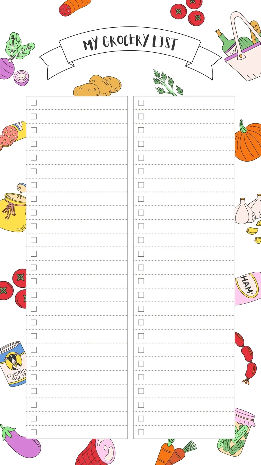 Free Printable And Customizable Grocery List Templates Canva Free Printable And Customizable Grocery List Templates Canva
