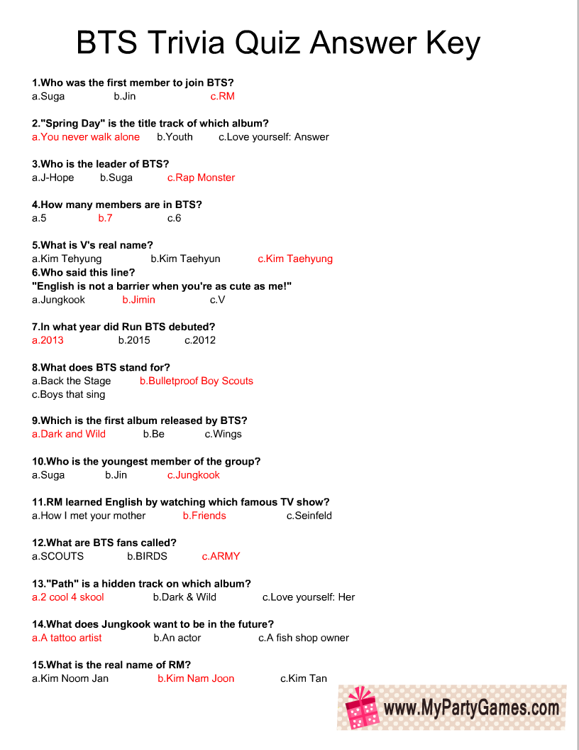 Bts Quiz Army 2026 Printable Bts Quiz Army 2026 Printable