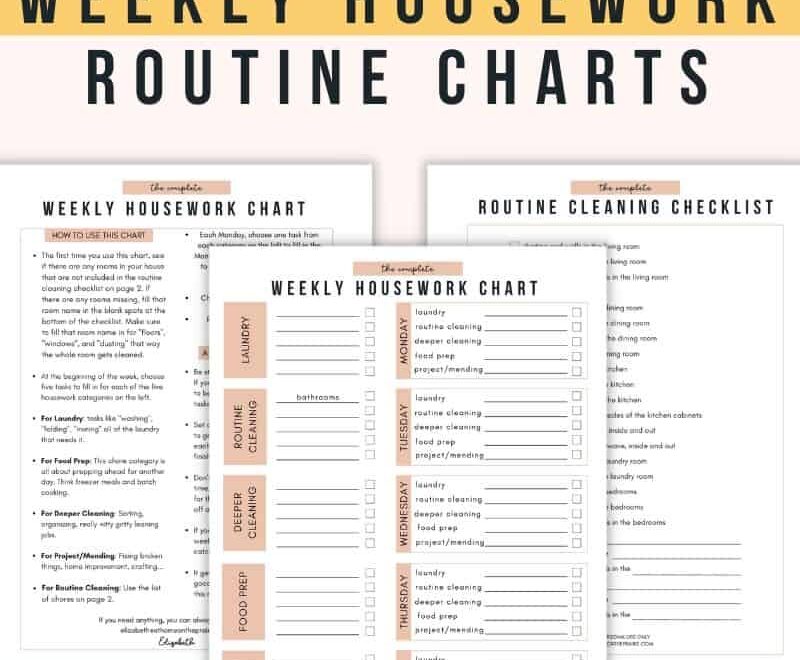 Free Printable Chore Chart For Adults And Cleaning Checklist