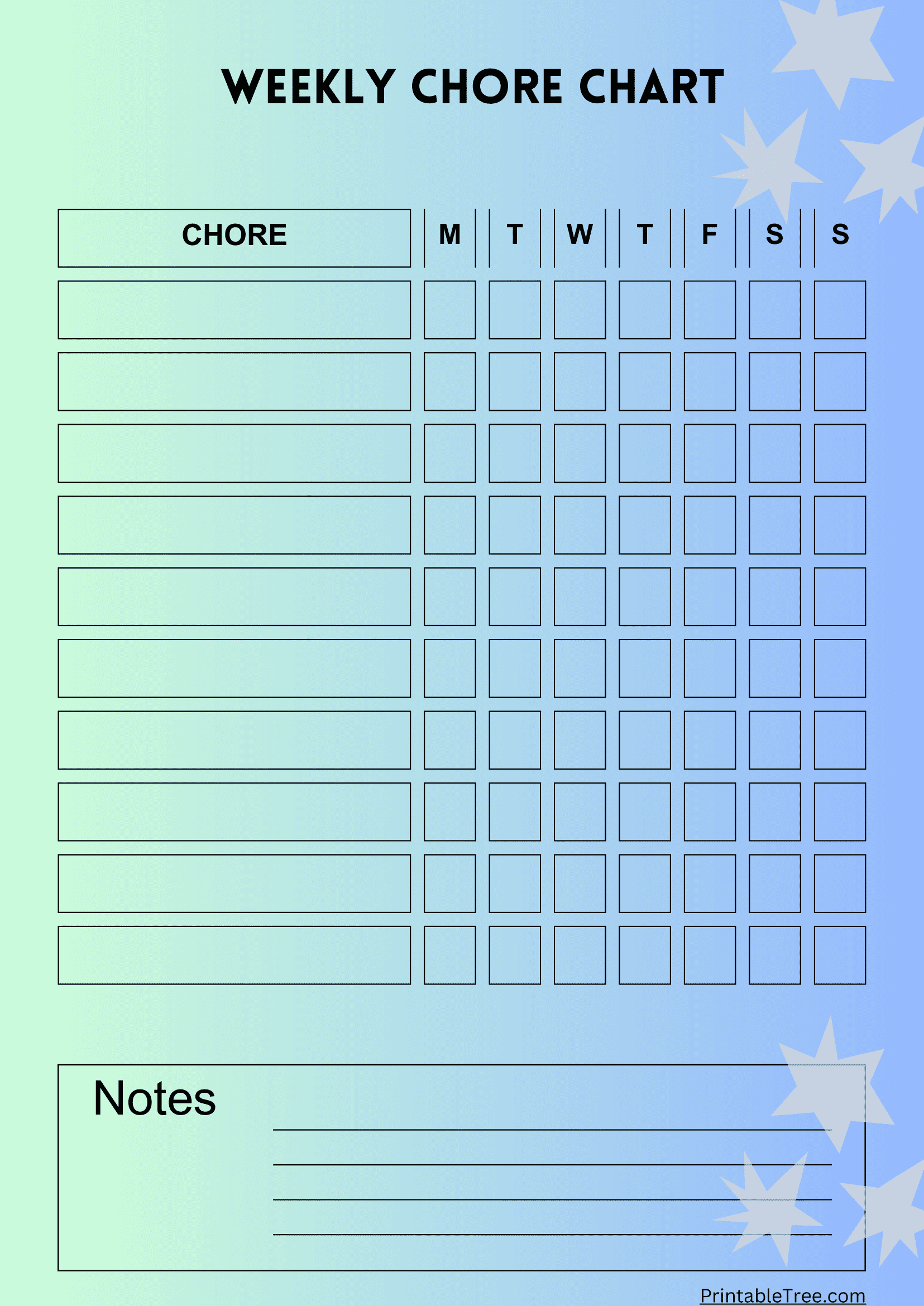 Free Printable Weekly Chore Chart Template Free Printable Weekly Chore Chart Template