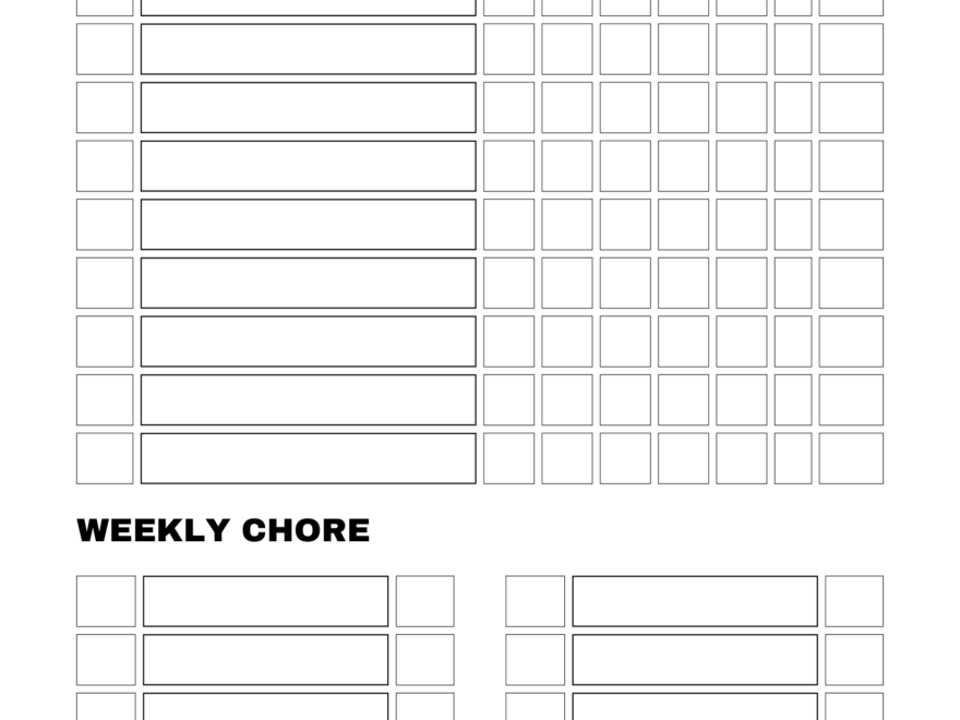 Free Printable Chore Chart PDF Template For Kids