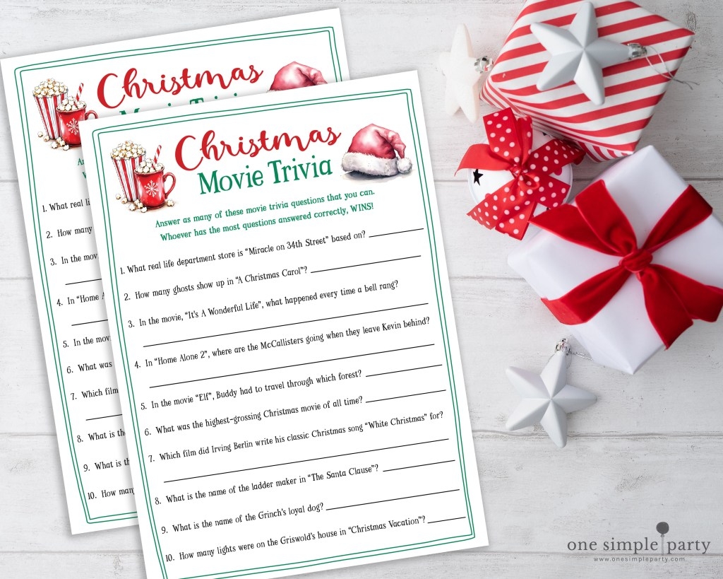 Free Printable Christmas Movie Trivia Game 