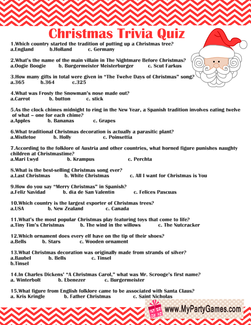 Christmas Printable Picture Quiz With Answers Christmas Printable Picture Quiz With Answers