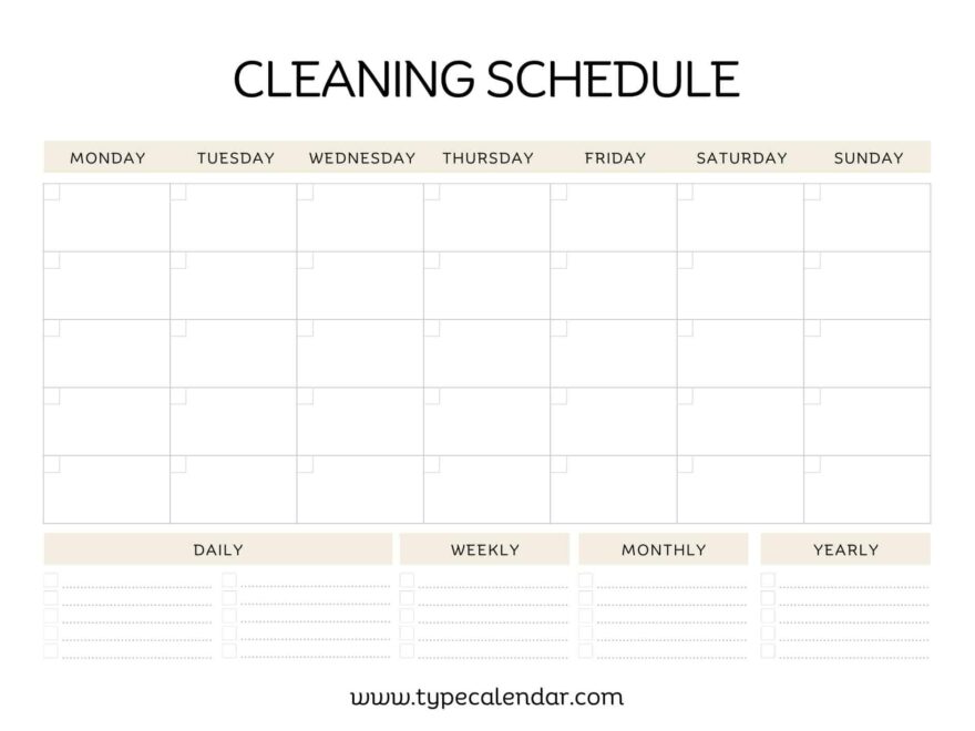 Free Printable Cleaning Schedule Templates PDF Excel Word