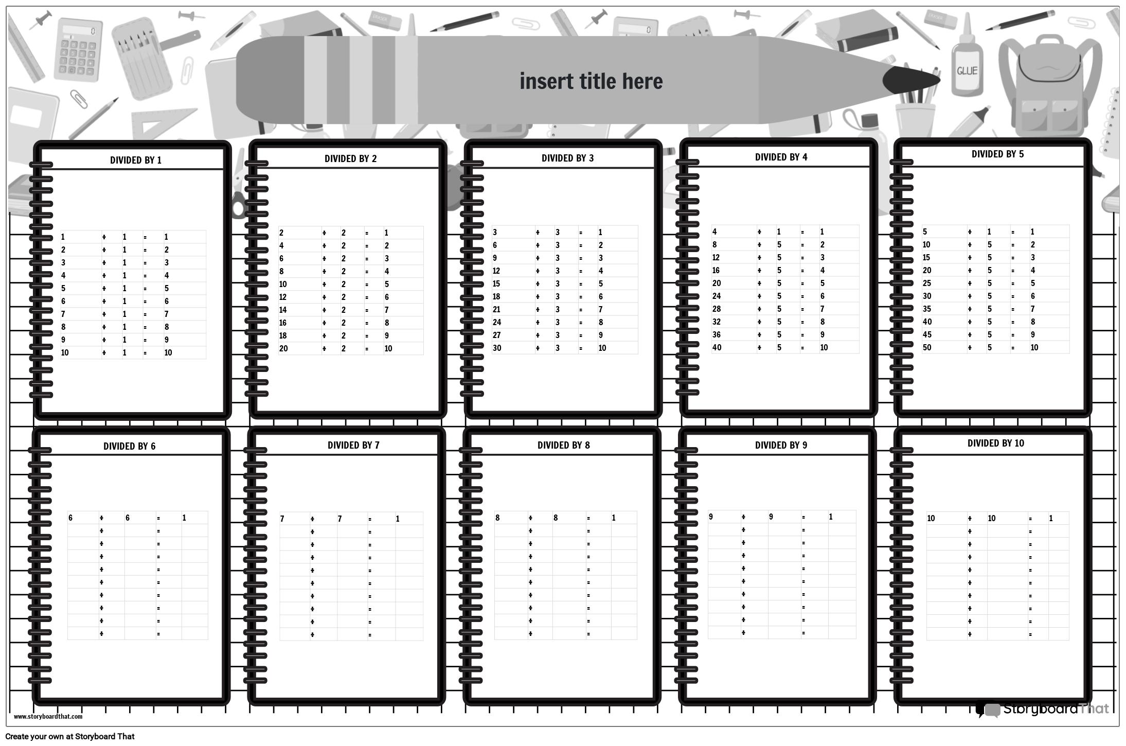 Blank Division Chart Printable Blank Division Chart Printable