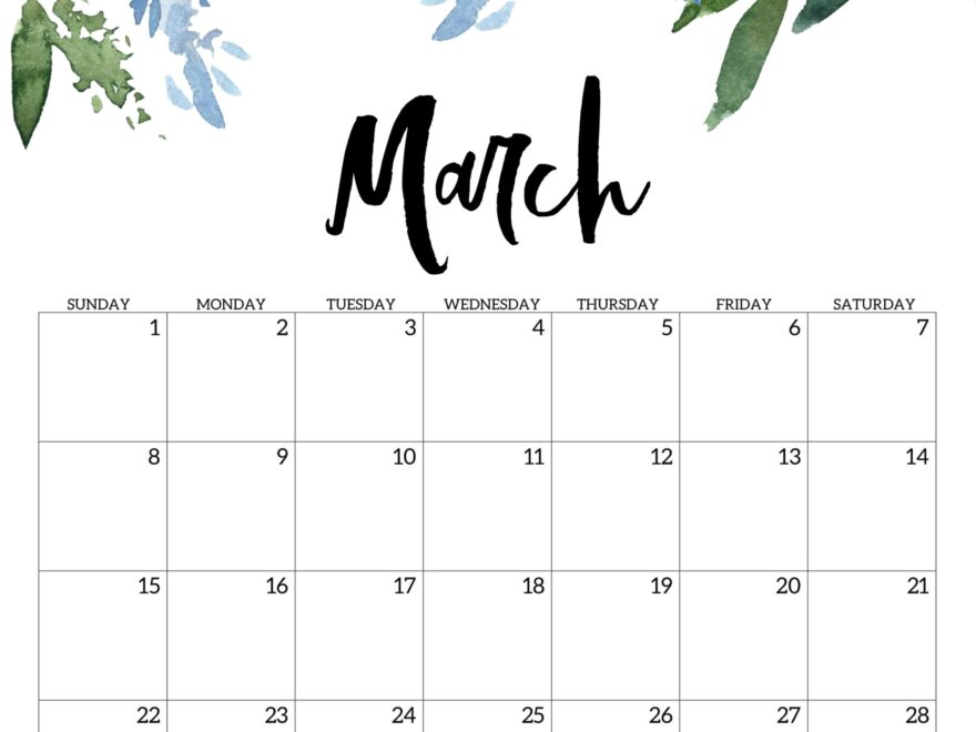 Free Printable Floral Calendar 2026 Paper Trail Design