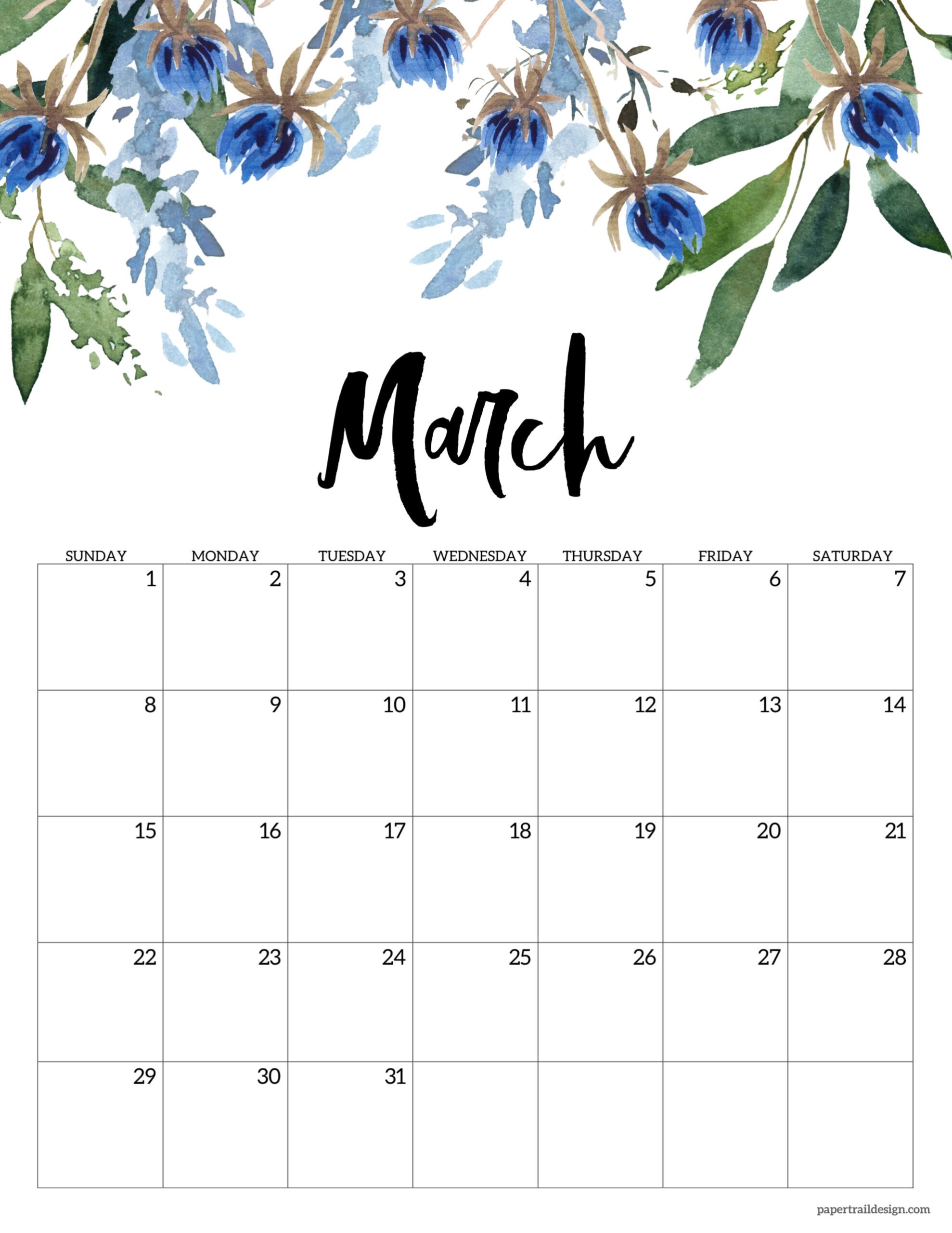 Free Printable Floral Calendar 2026 Paper Trail Design Free Printable Floral Calendar 2026 Paper Trail Design