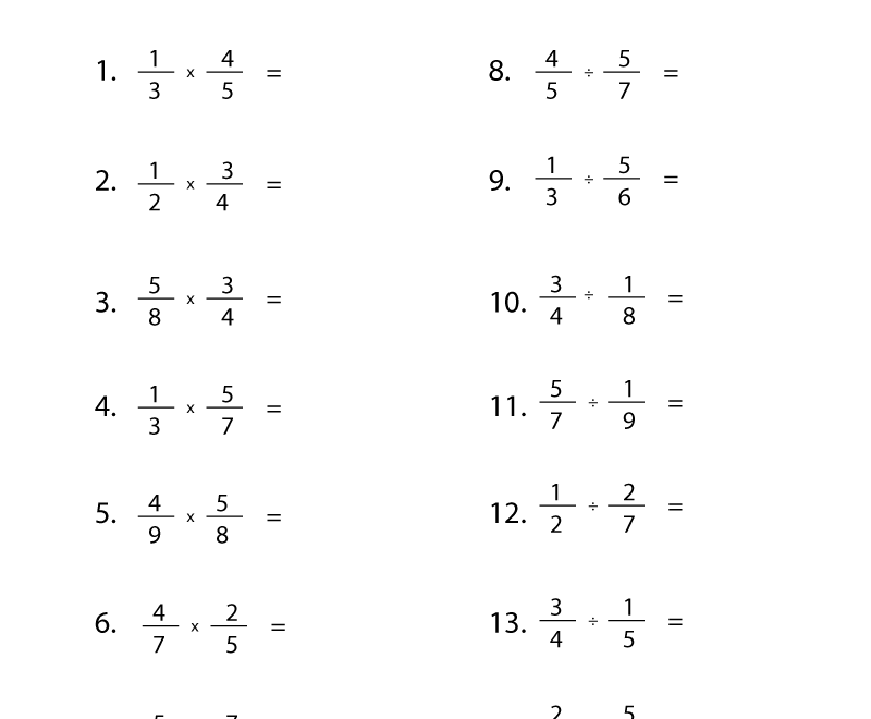 Free Printable Fraction Review Worksheet Worksheets Library