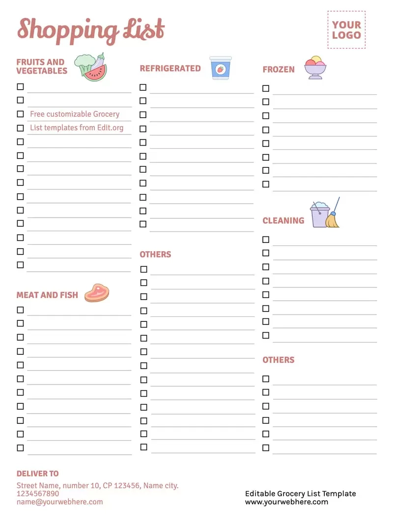 Grocery List Free Printable