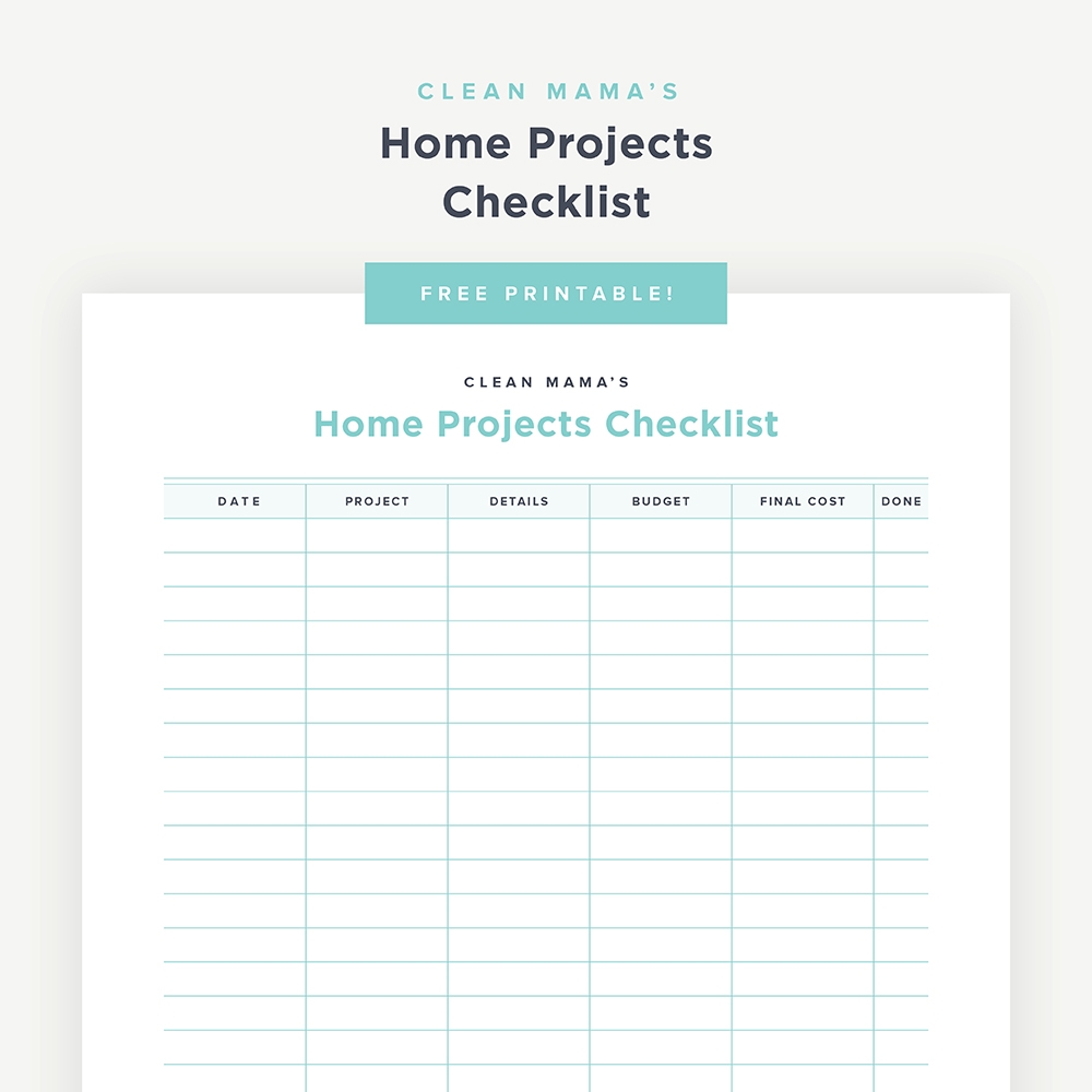 Free Printable Home Projects Checklist Clean Mama