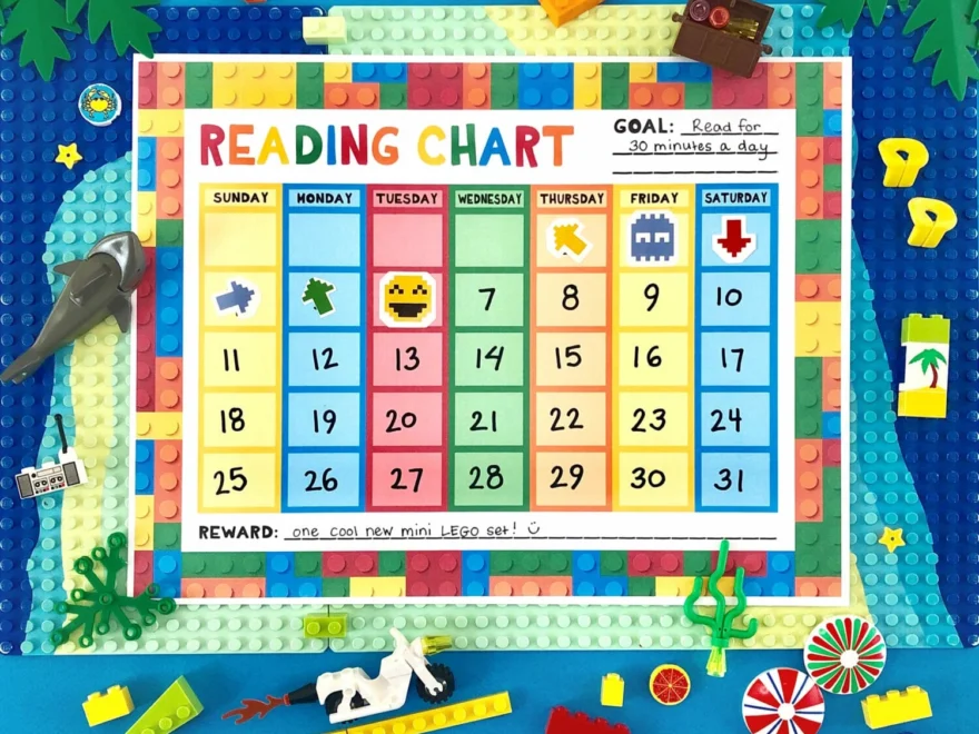 Free Printable LEGO Themed Reading Chart Crafting Cheerfully