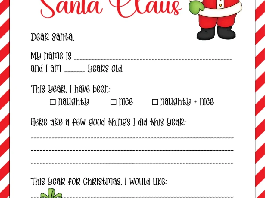 Free Printable Letter To Santa Christmas Gift List The Party Darling