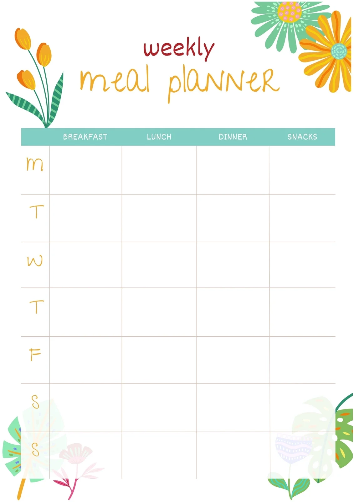 Free Printable Meal Planner Templates To Edit Online Canva Free Printable Meal Planner Templates To Edit Online Canva