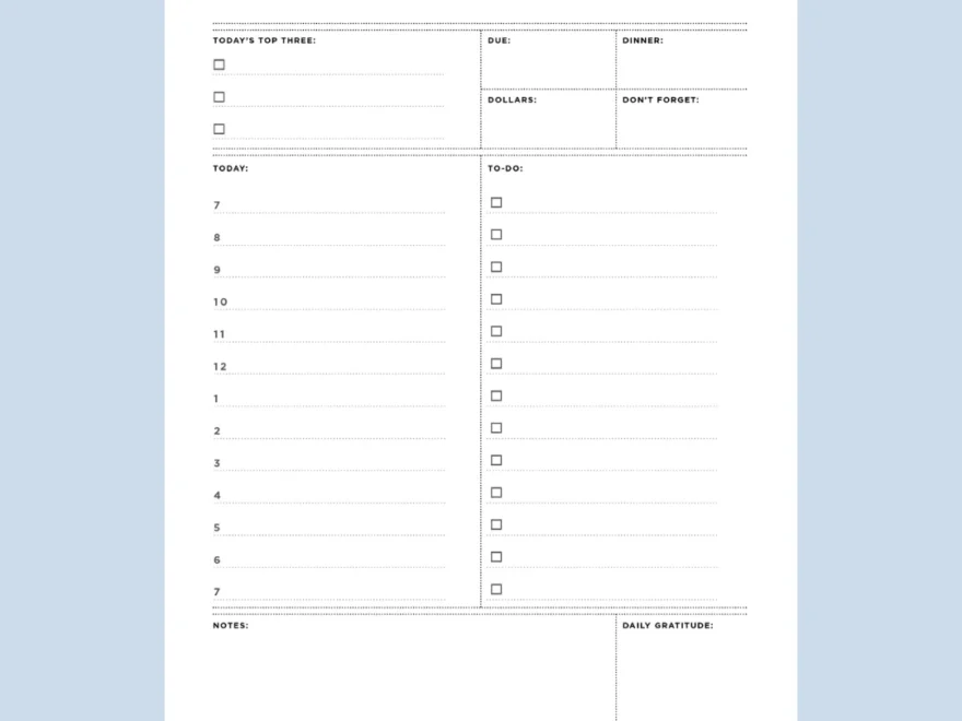 Free Printable Mini Daily Planner Page Day Designer