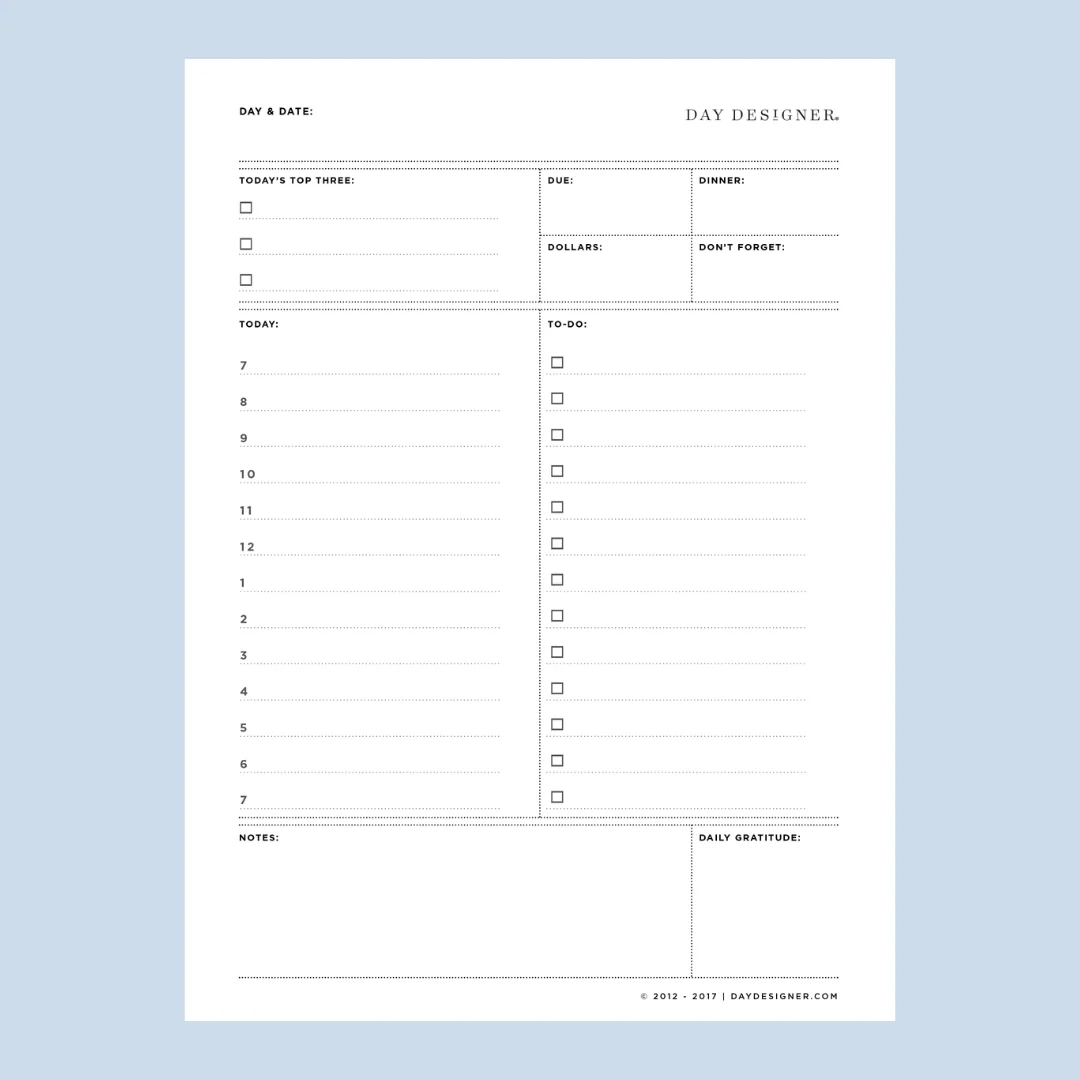 Free Printable Mini Daily Planner Page Day Designer Free Printable Mini Daily Planner Page Day Designer